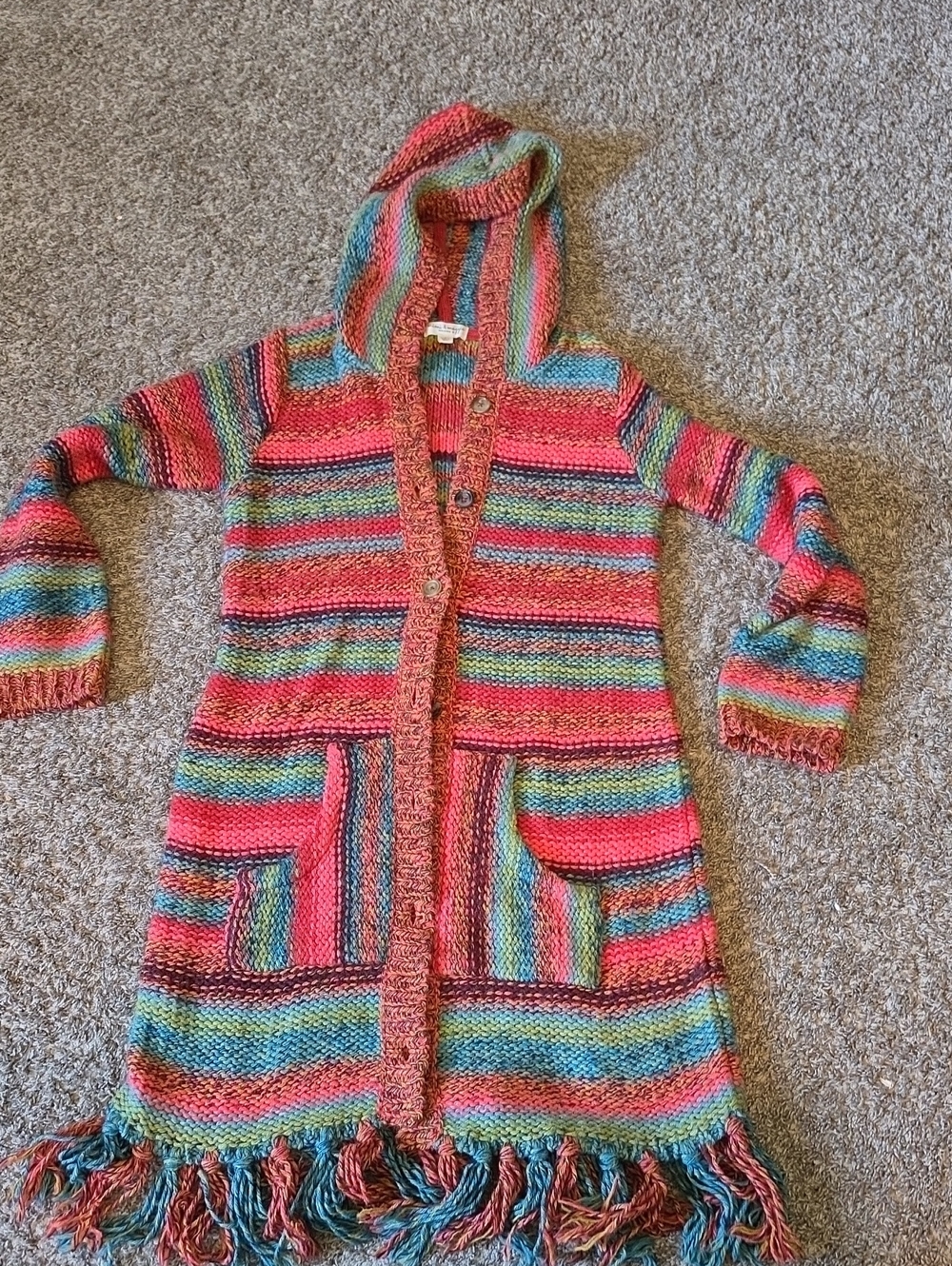 AWESOME MIMI & MAGGIE Wool Blend Boho Hooded Cardigan